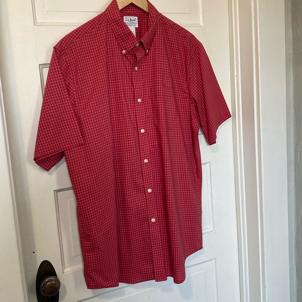 New LL Bean Menswear Cotton Red Shirt size L